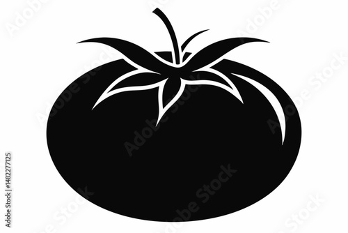 tomato silhouette line art vector illustration with a white background