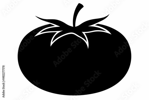 tomato silhouette line art vector illustration with a white background