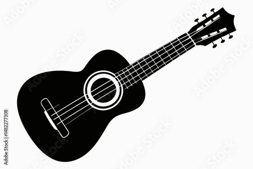 ukulele silhouette line art vector illustration with a white background