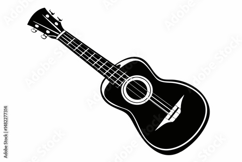 ukulele silhouette line art vector illustration with a white background