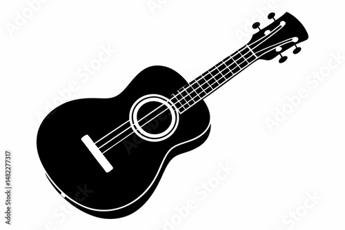 ukulele silhouette line art vector illustration with a white background