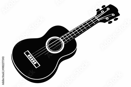 ukulele silhouette line art vector illustration with a white background