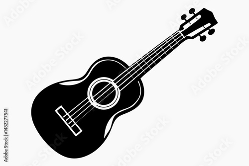 ukulele silhouette line art vector illustration with a white background