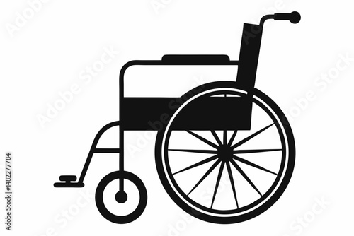 wheelchair silhouette line art vector illustration with a white background