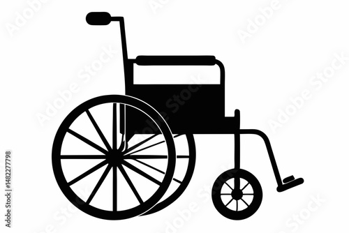 wheelchair silhouette line art vector illustration with a white background