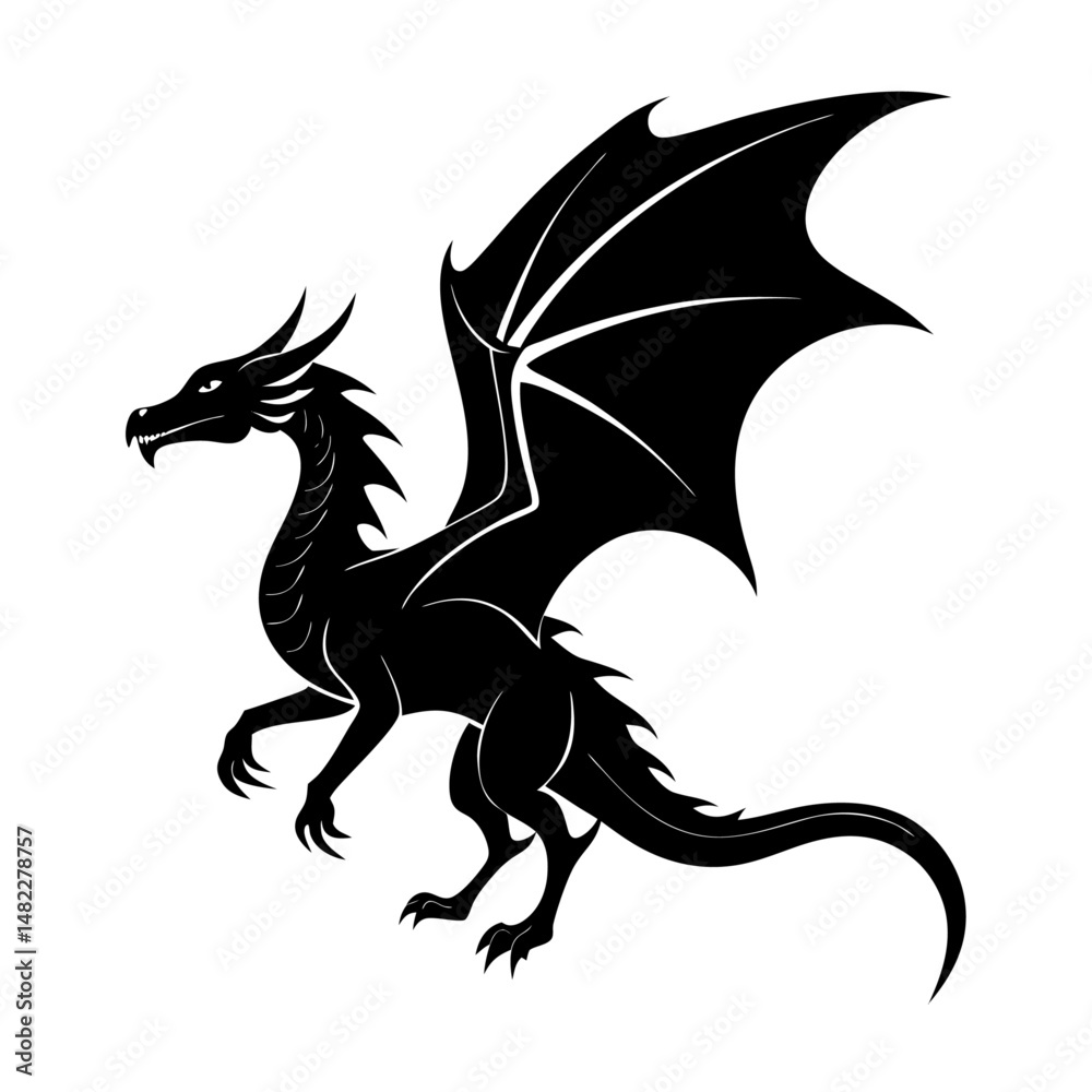 Fototapeta premium a dragon in flight silhouette
