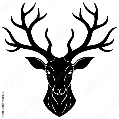 a deer head with antlers made of branches silhouette