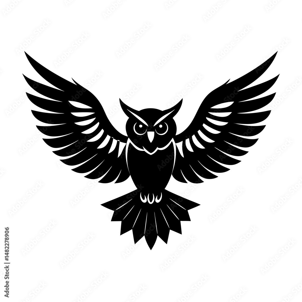 Obraz premium an owl with open wings in flight silhouette