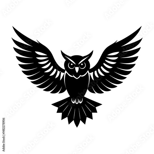 an owl with open wings in flight silhouette