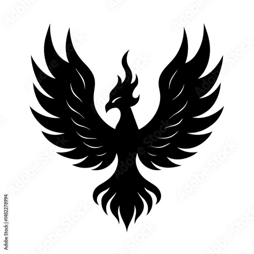 a phoenix rising from flames silhouette v2