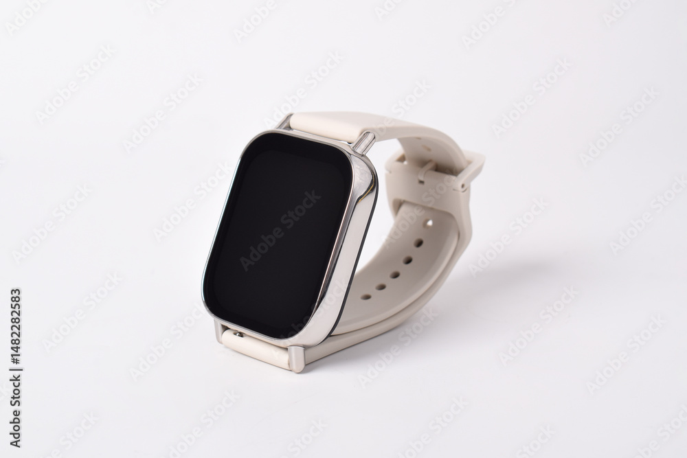 Fototapeta premium Wireless Smart watch isolated on white background. Seagull smartwatch square shape design isolated