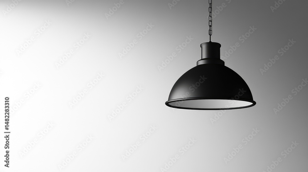 Obraz premium High-key shot of a single overhead pendant light casting minimalist shadow
