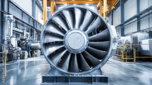 High-powered axial fan unit installed in an industrial HVAC system