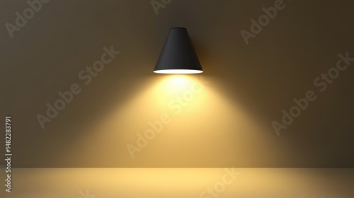 Matte gray wall lamp casting soft light on a lemon yellow background