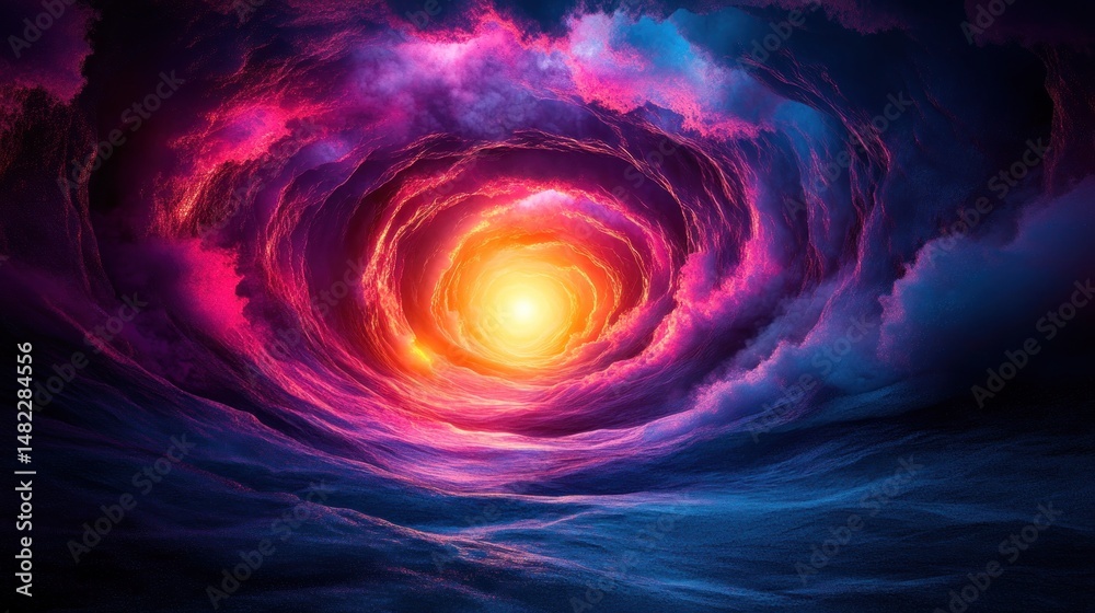 Fototapeta premium Colorful swirling cloudscape tunnel