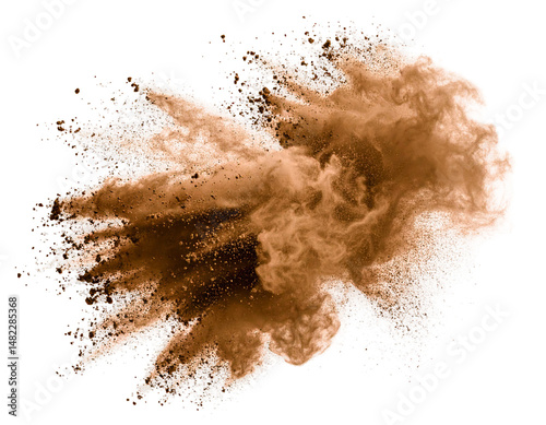 Abstract brown powder explosion, dynamic cloud