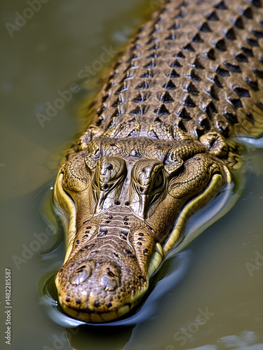 Dangerous crocodile lurking in water, wildlife, predator, reptile, swamp, teeth, carnivore, scales, ambush, predator