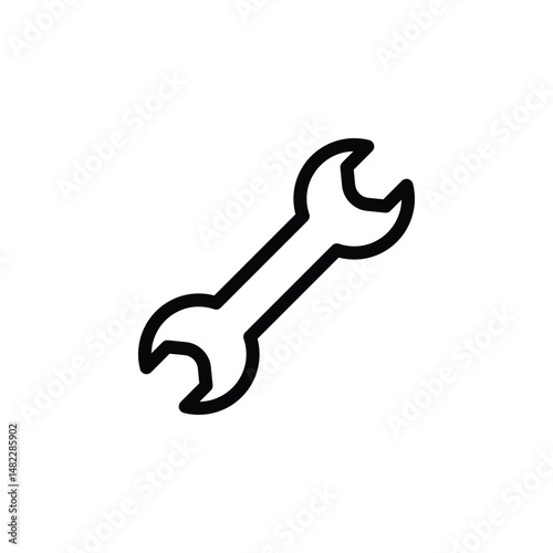 Vector spanner icon with clean lines. Ideal for mechanic tools, automotive, repair, industrial maintenance, and construction themes.