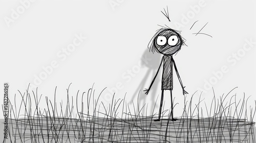 Stick Figure Exhausted: A stick figure with drooping eyes and slumped posture, feeling physically and mentally drained from long hours of work or intense activity.
