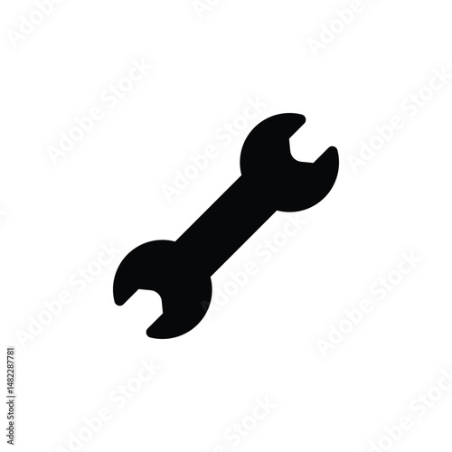 Vector spanner icon with clean lines. Ideal for mechanic tools, automotive, repair, industrial maintenance, and construction themes.