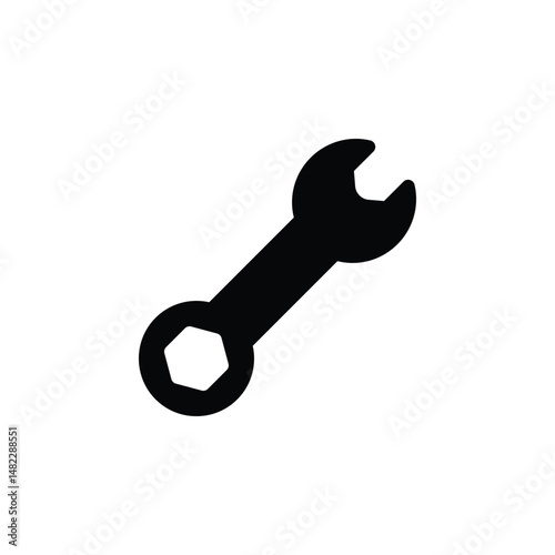Vector spanner icon with clean lines. Ideal for mechanic tools, automotive, repair, industrial maintenance, and construction themes.