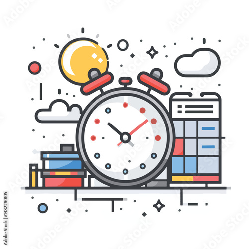 2D schedule web icon in line style  Icons, Flat lay Icon