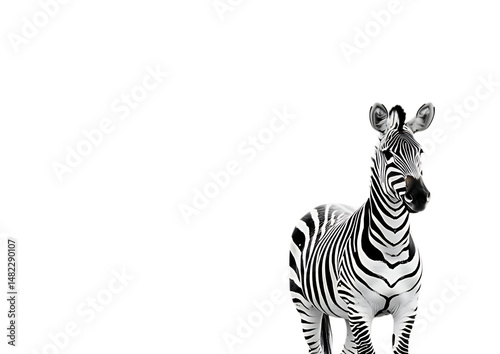 Zebra in monochrome on black background photo