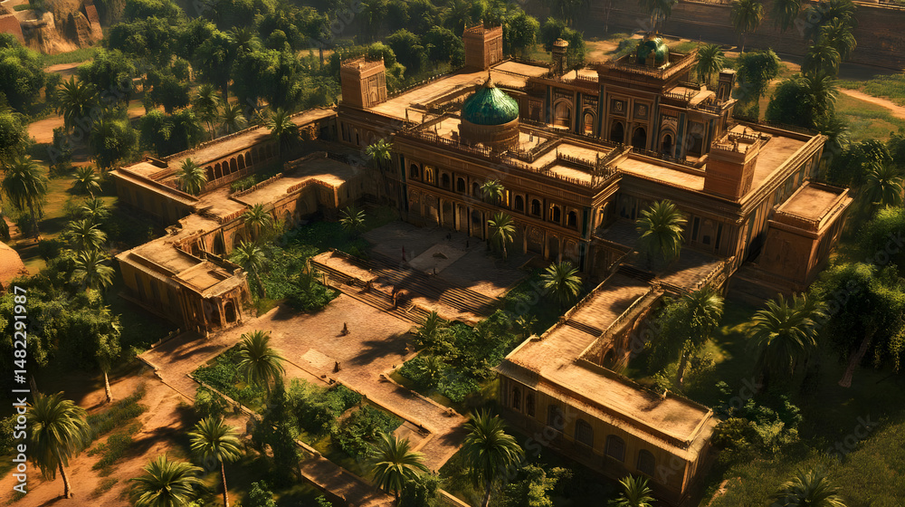 Fototapeta premium Ancient Palace Gardens Oasis Sun