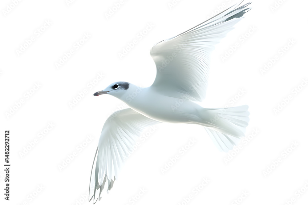 Fototapeta premium A graceful white seagull soaring through the air.