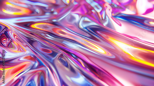 glossy chromatic wavy glossy surface in yellow pink blue shades