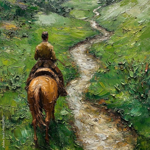 Horseback rider in a valley