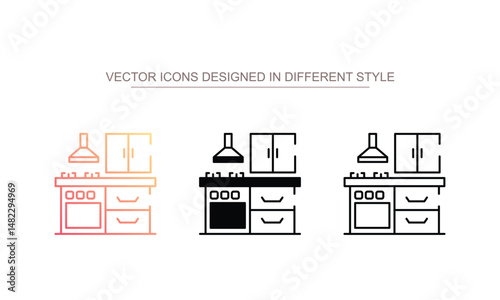 Kitchen icon design with white background stock illustration