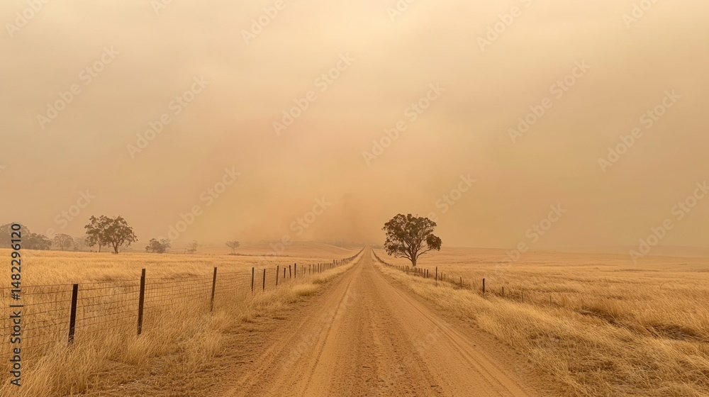 Obraz premium Dusty rural road, hazy landscape