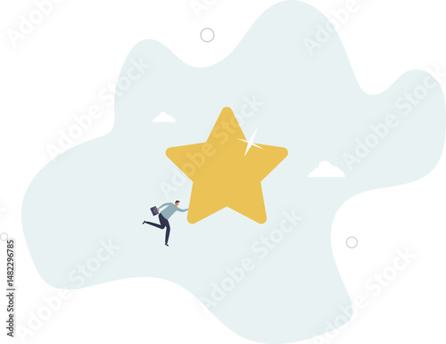 Satisfied man user and follower with positive feedback. Social media web concept. character life .
