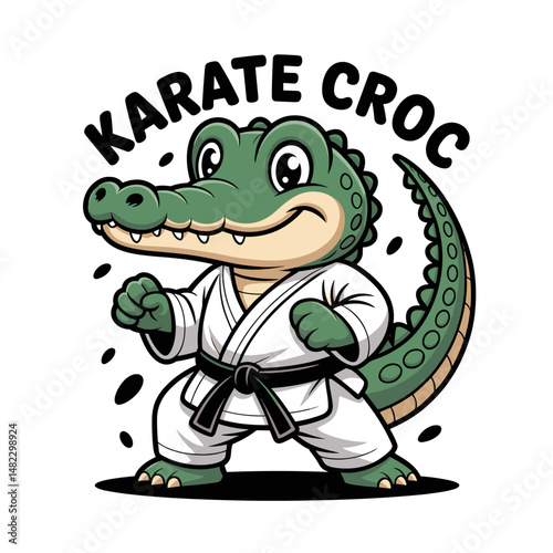 Cartoon Sticker Illustration of a crocodile