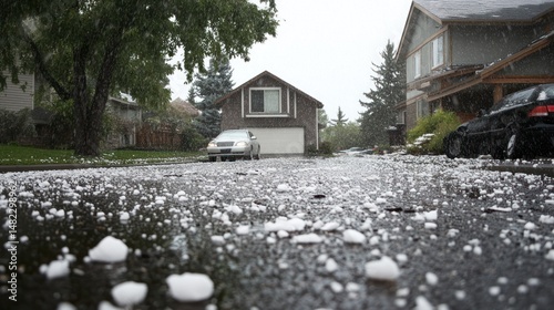 Hailstorm on residential street (1)