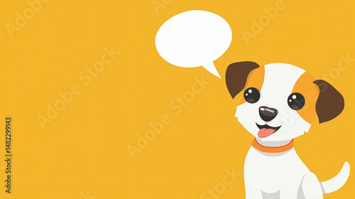 Cute dog talking and blank speech bubble, pets speaking concept