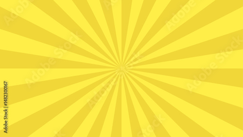 Yellow pop sunburst background. Pop bright concentration line background and promotional template.