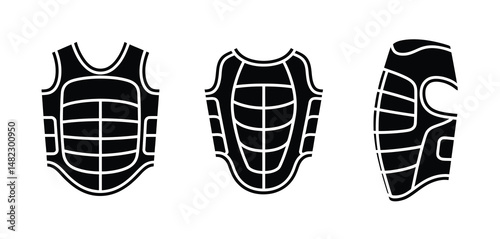Protective Sports Gear Icons Chest Protector and Shin Guard