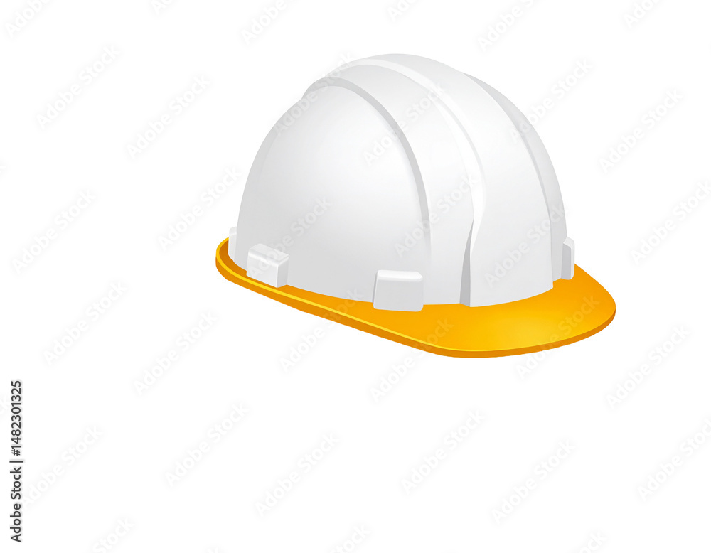 Fototapeta premium A white hard hat with an orange brim, safety equipment