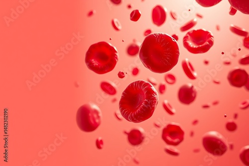 Microscopic view of human red blood cells in bloodstream