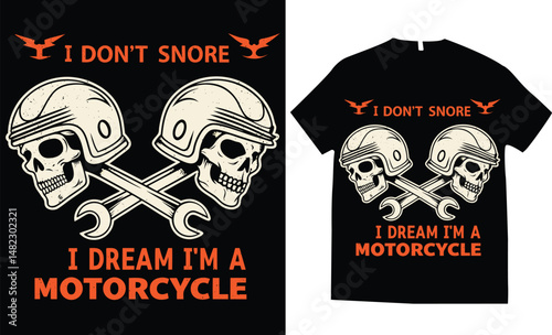 Motorcycle-themed skull helmet with crossed pistons and rebel rider elements,  engine parts, wings, and flames, the composition evokes fire, speed, and power, t-shirt design vector illustration.