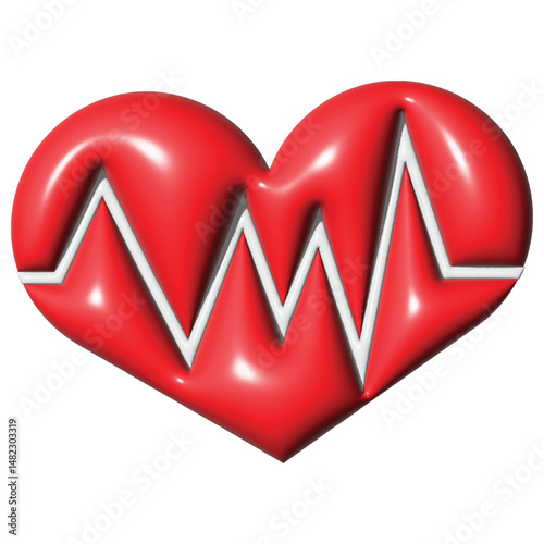 A red heart with a heartbeat line illustrates the vital sign of life and health, often represented as an ECG or cardiogram symbol in medical and love contexts