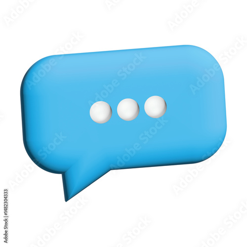 A blue background displays a 3d speech bubble icon, a symbol of online chat and communication