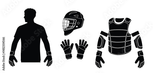 Lacrosse Goalie Silhouette with Protective Gear