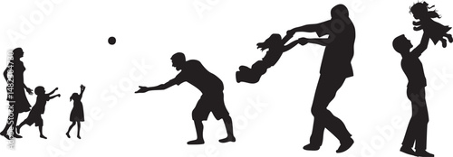vector silhouette of a father's day,father, father and child, father and children, father silhouette, family silhouette with child on white background. vector