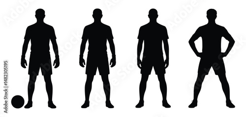 Four Silhouettes of Soccer Players in Different Poses
