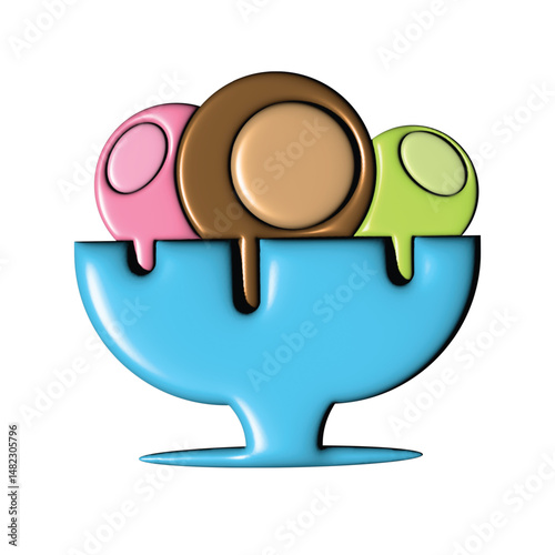 Colorful Ice Cream Sundae in a Decorative Bowl