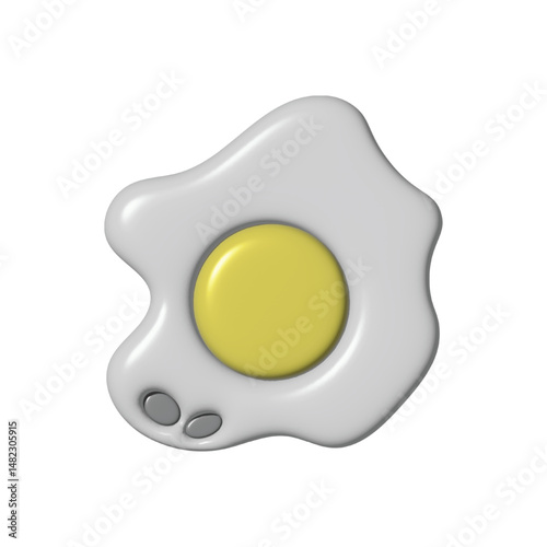 A shiny fried egg on a clean white plate, isolated and ready for a meal