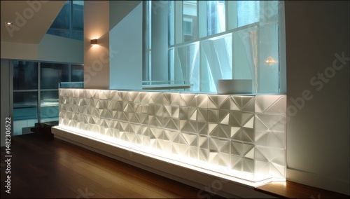 3D LED Panel with a crystal-clear glass design and soft edge lighting, illuminating gently.
